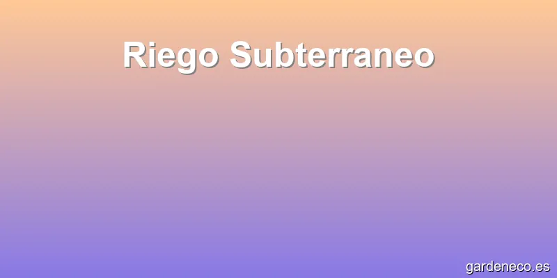 Riego Subterraneo